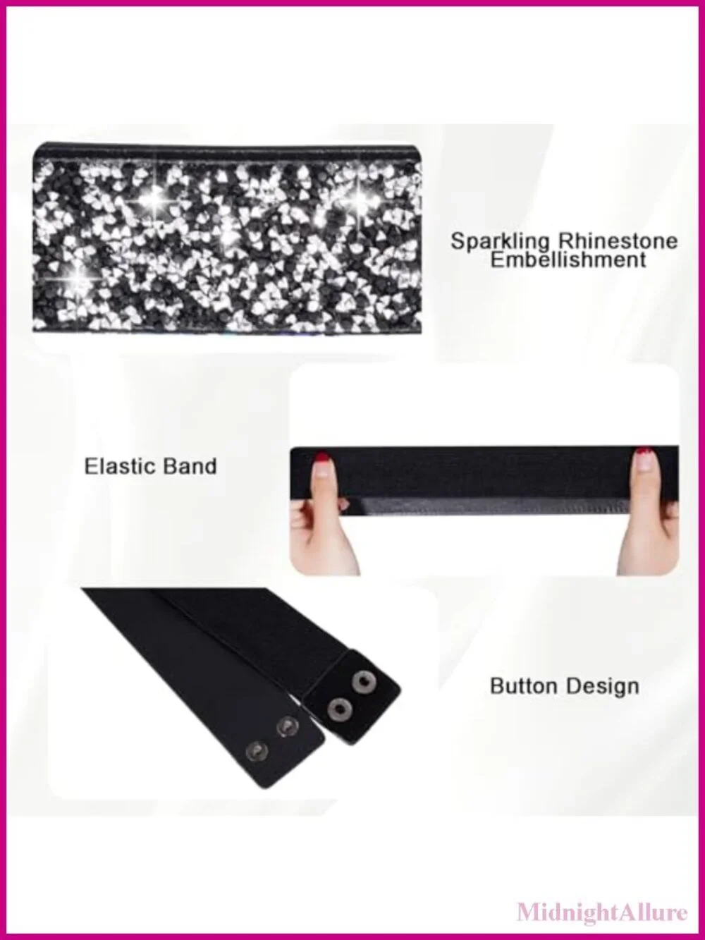 Rhinestone Elastic Wide Waist Belt for Wedding Prom Party
